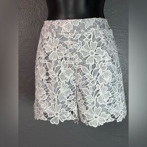 Adiva Floral Lace Pattern Over-Lay Blue and White striped Lining Size M